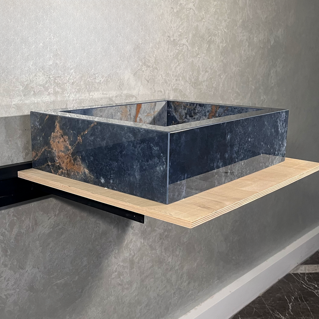 Engineered Stone Sink Handcrafted Ocean Blue for Modern Kitchens and Master Baths