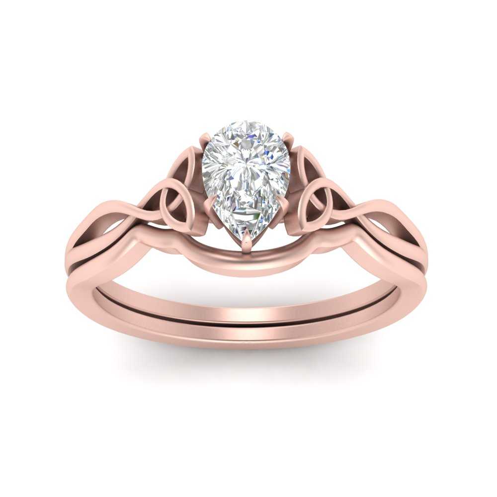 Pear Shaped Infinity Celtic Solitaire Wedding Set