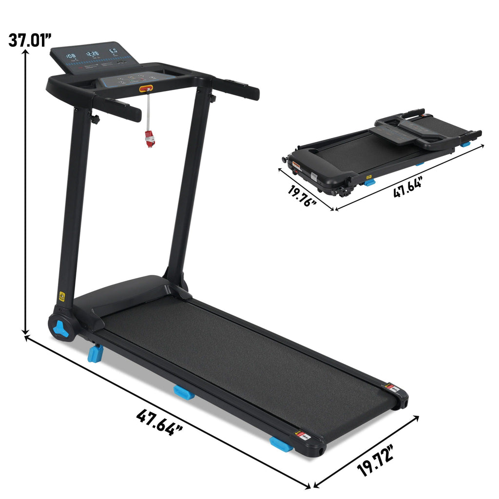 Folding Treadmill for Home with 3.0HP Motor and Bluetooth - Black