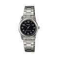Casio Women's Silver Analog Watch with Black Dial - LTP-V001D-1B