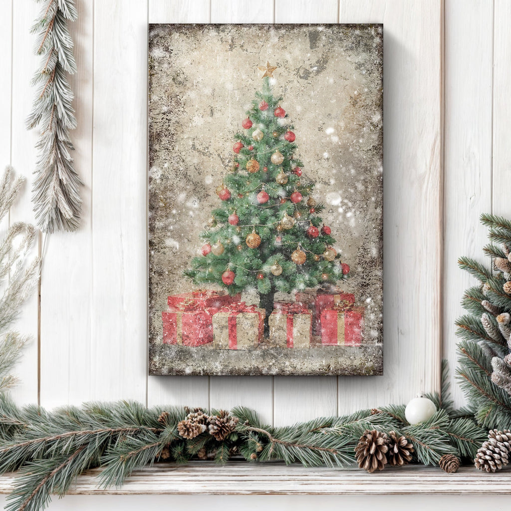 Vintage Christmas Tree With Gifts Wall Art III