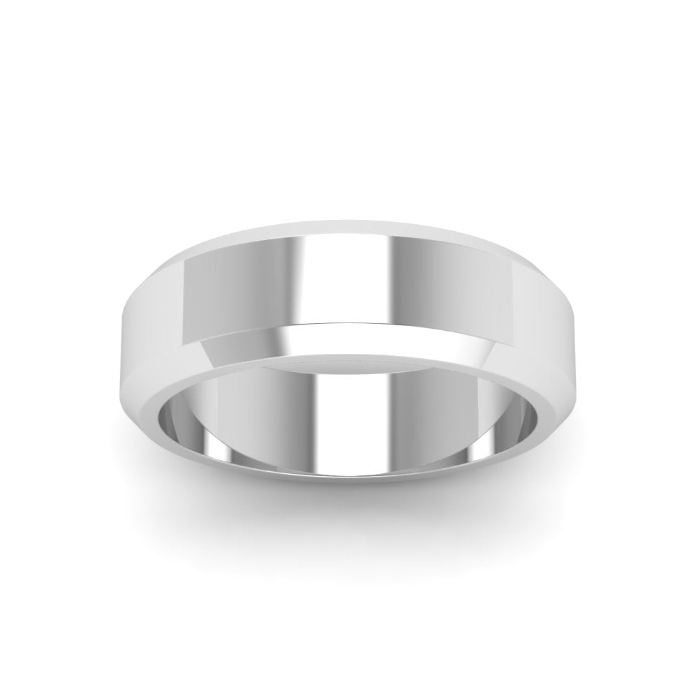 Matte Finish Beveled Anniversary Band For Men