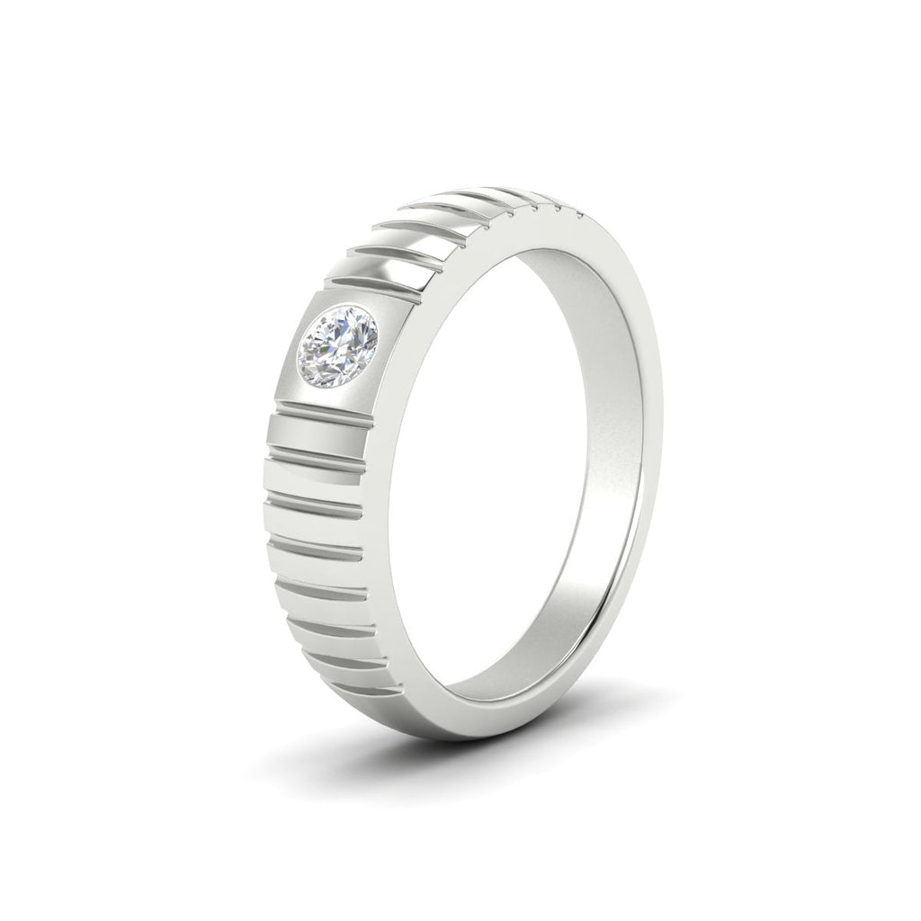 Mens Bezel Set Modern Wedding Ring