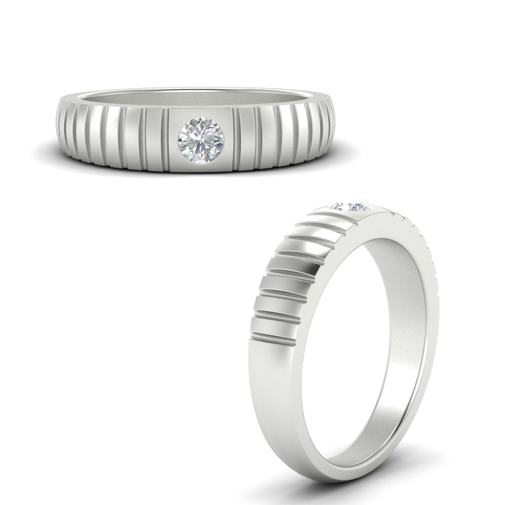Mens Bezel Set Modern Wedding Ring