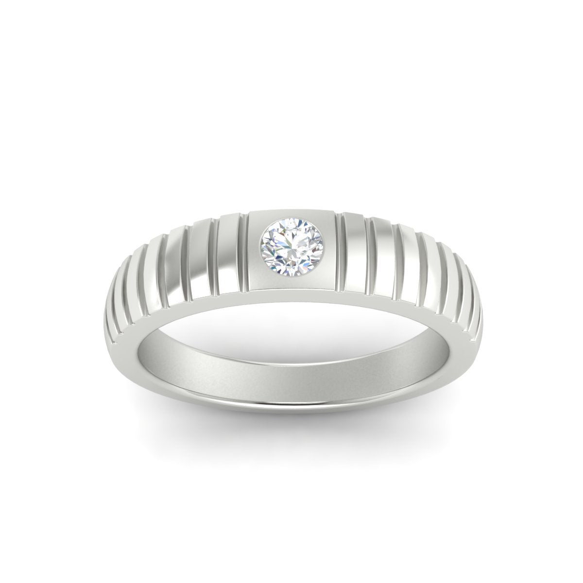 Mens Bezel Set Modern Wedding Ring