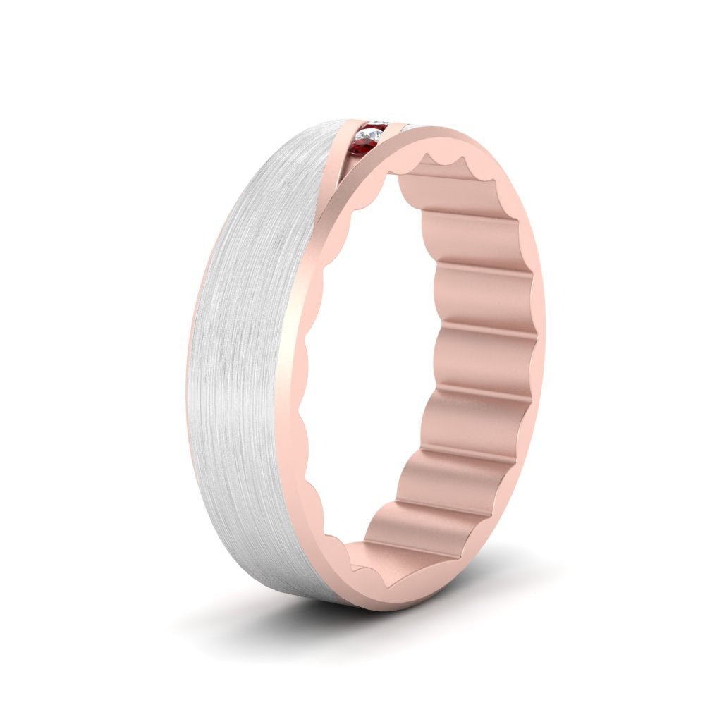 Brush Finish 2 Tone Promise Ring