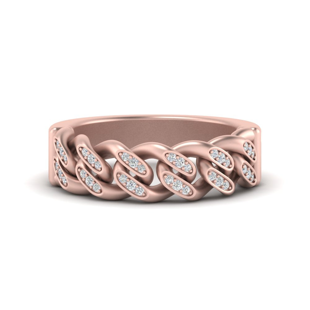 Mens Cuban Link Diamond Wedding Ring