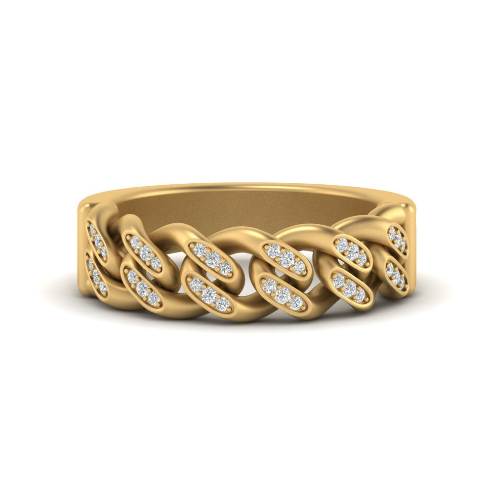 Mens Cuban Link Diamond Wedding Ring