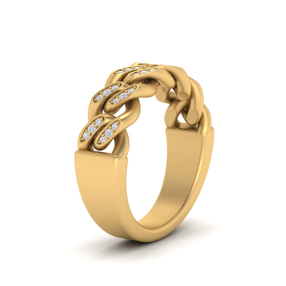 Mens Cuban Link Diamond Wedding Ring
