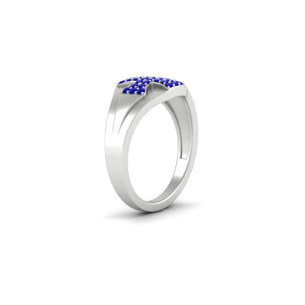 Mens Cross Gemstone Engagement Ring