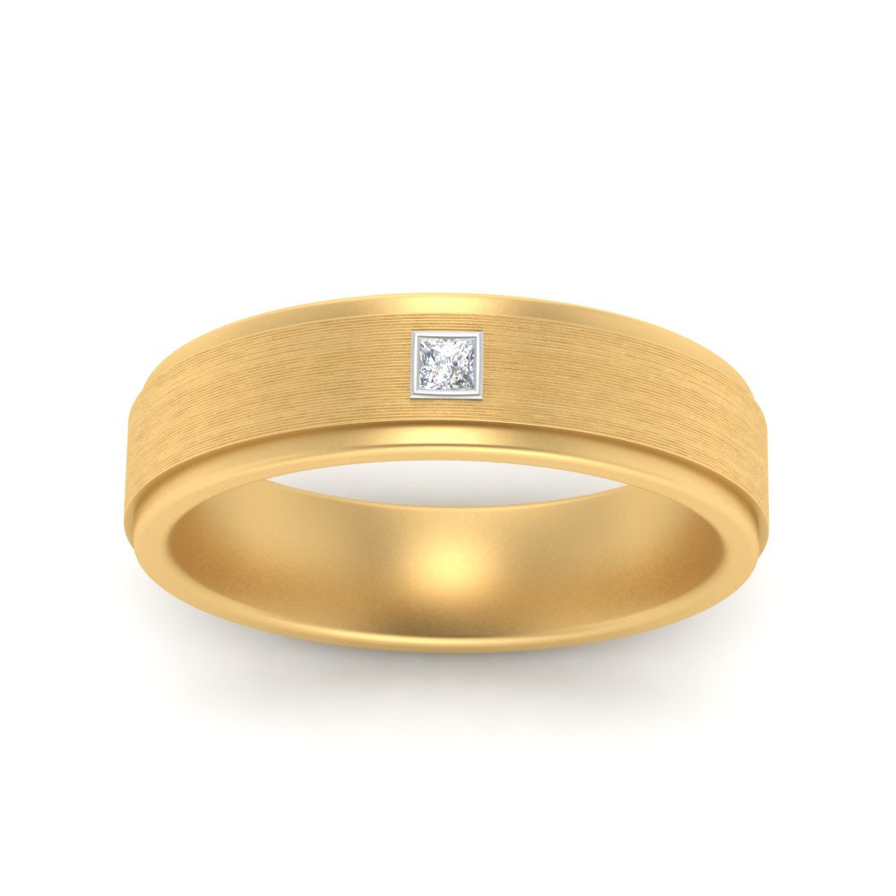 Mens Princess Cut 2 Tone Band