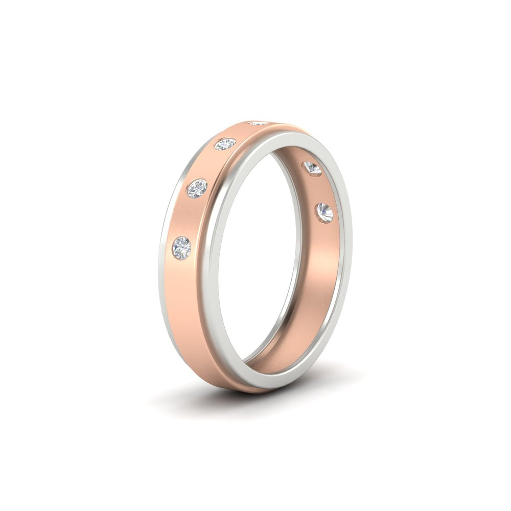 Mens Two Tone Bezel Stone Wedding Ring