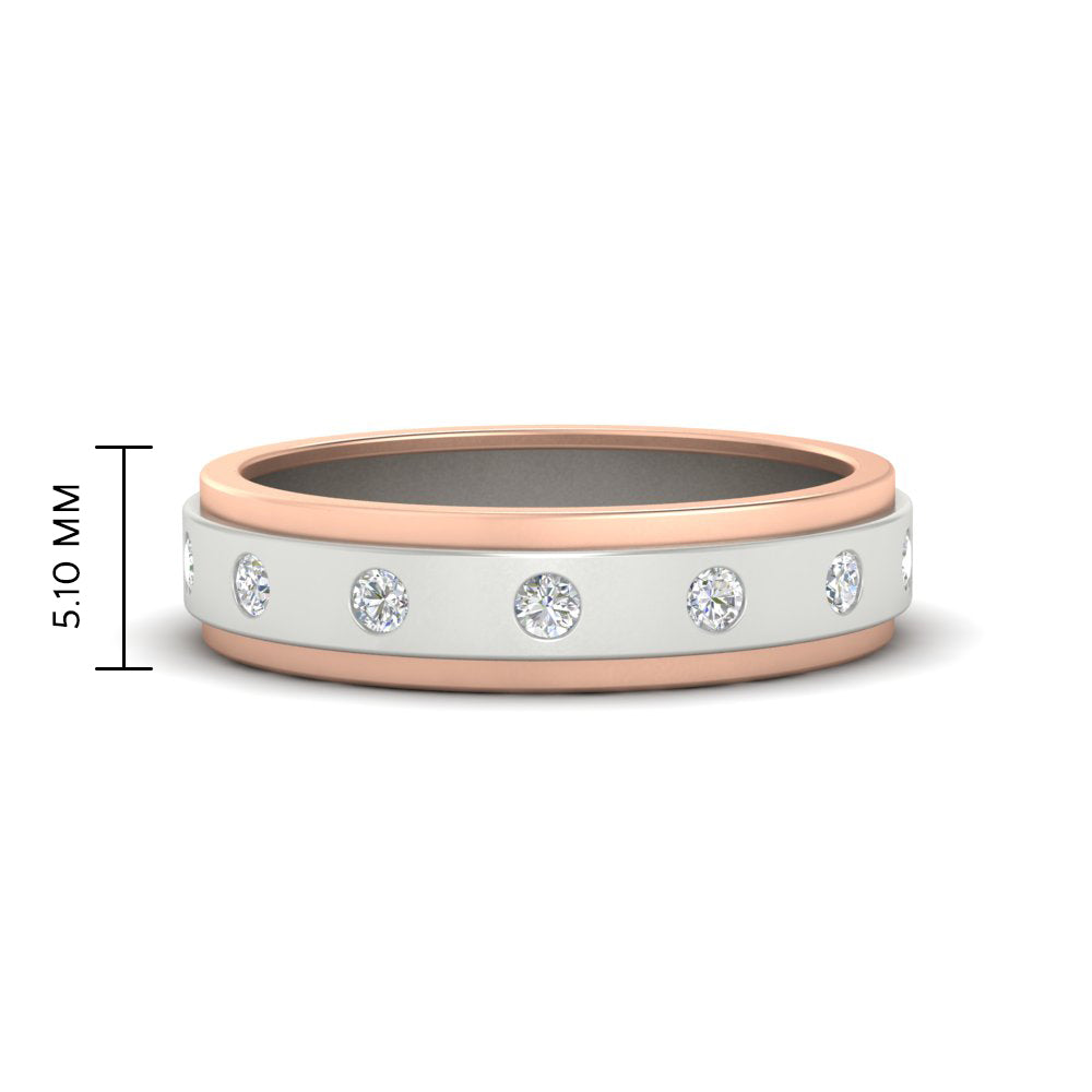 Mens Two Tone Bezel Stone Wedding Ring