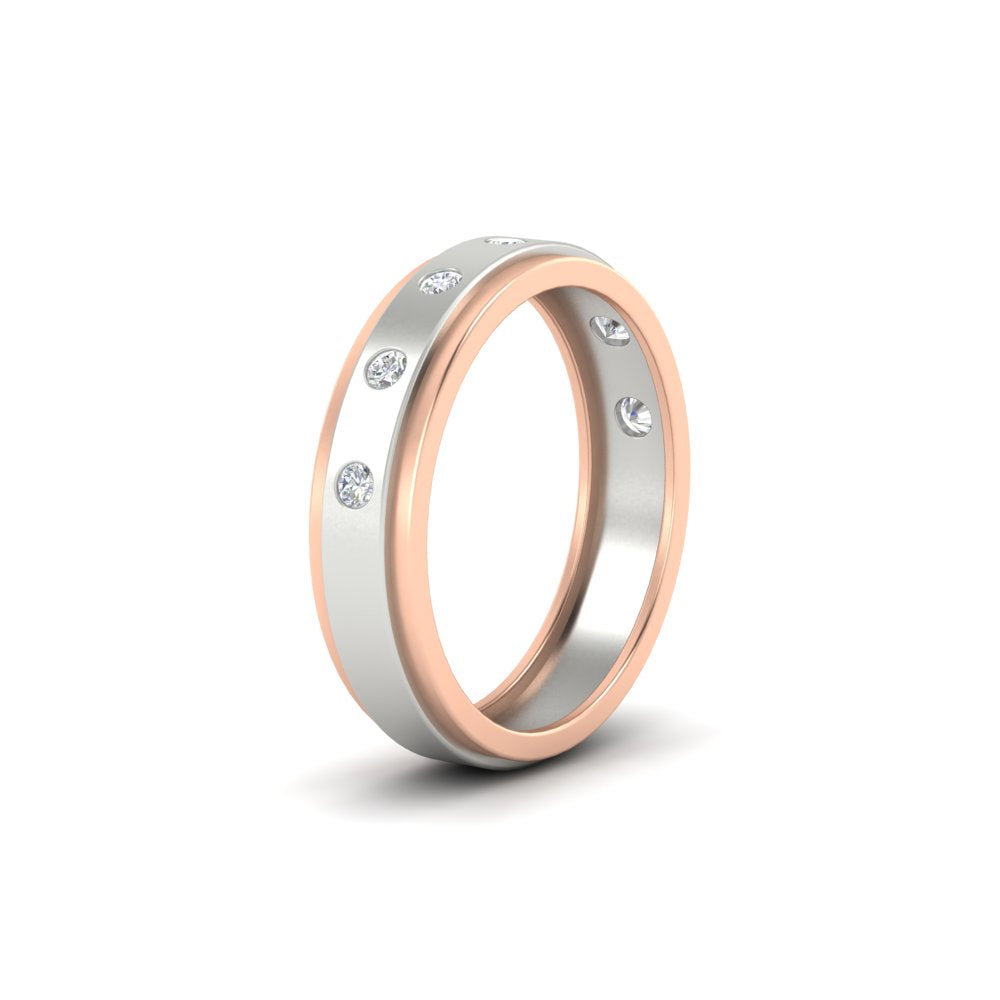 Mens Two Tone Bezel Stone Wedding Ring