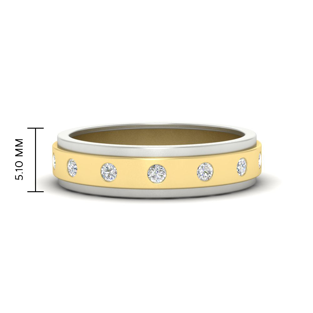 Mens Two Tone Bezel Stone Wedding Ring