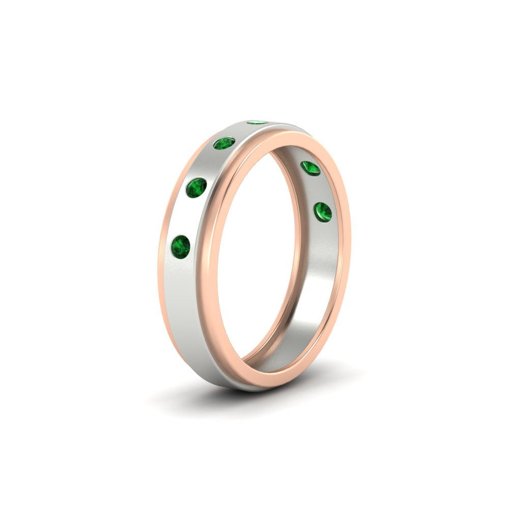 Mens Two Tone Bezel Stone Wedding Ring