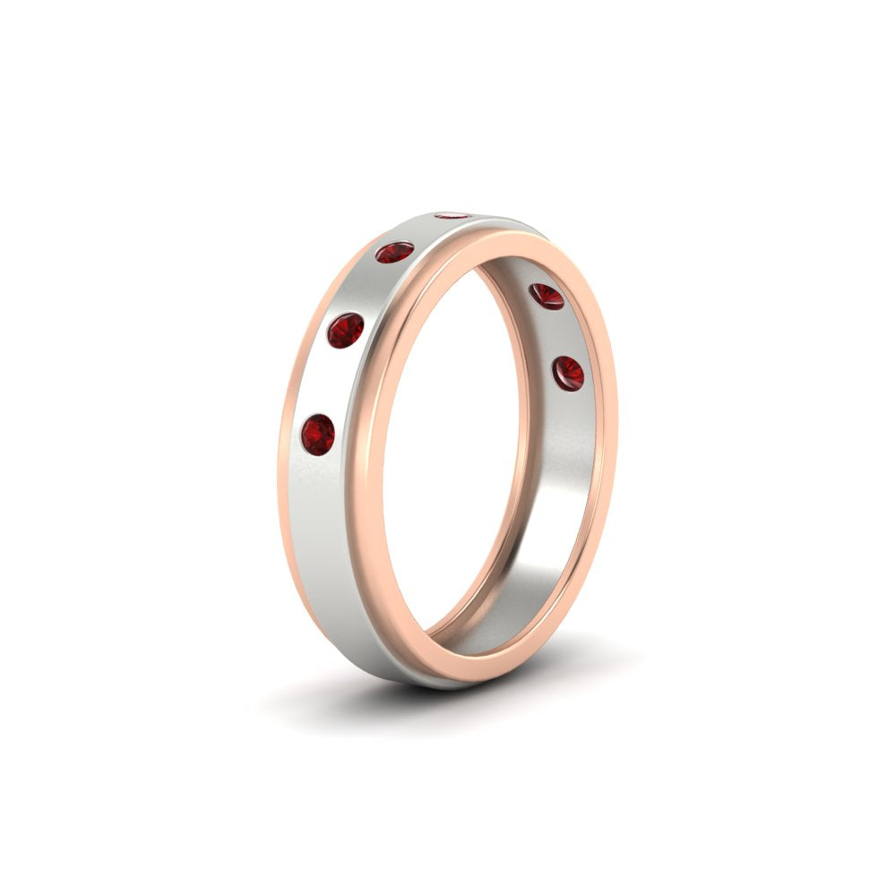Mens Two Tone Bezel Stone Wedding Ring