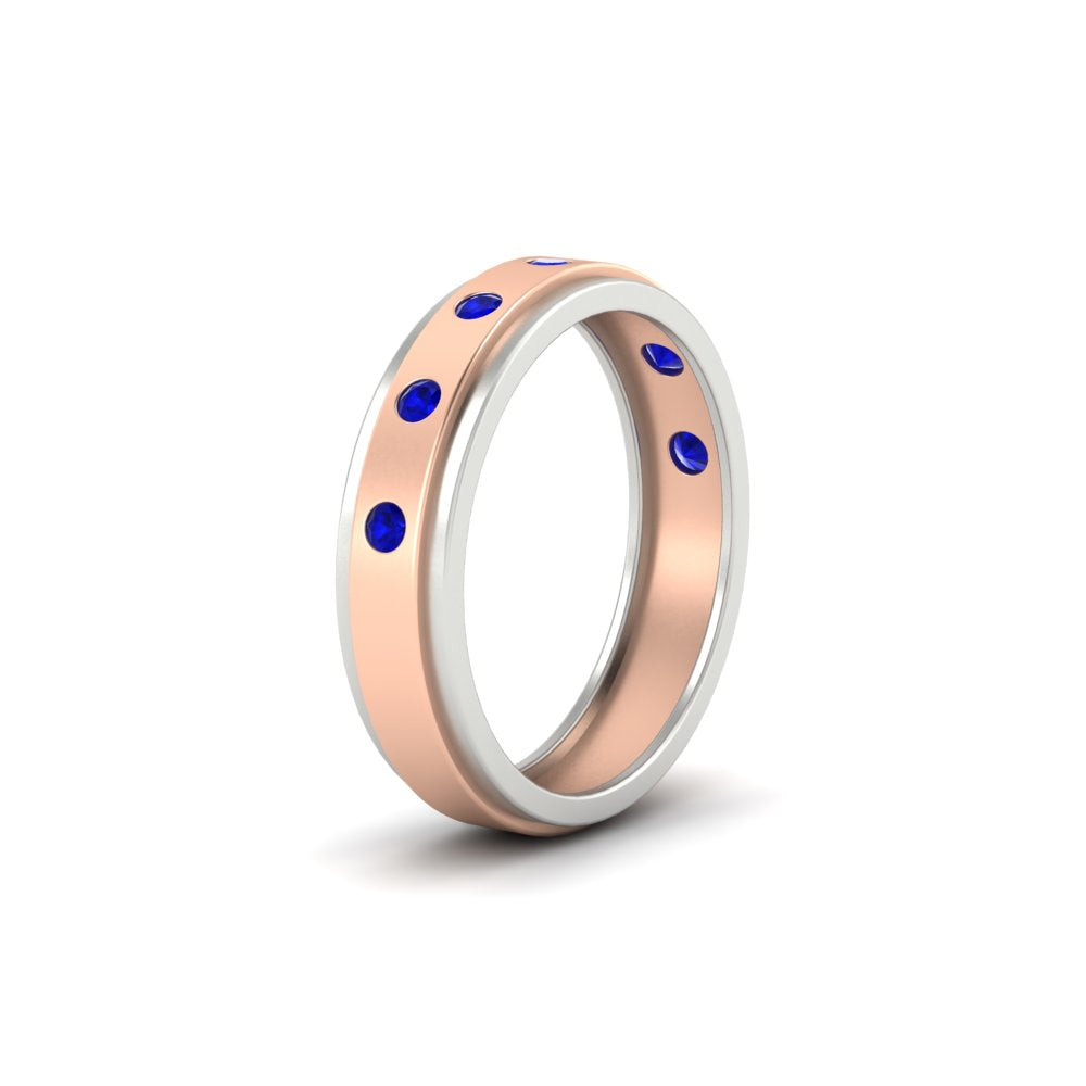 Mens Two Tone Bezel Stone Wedding Ring