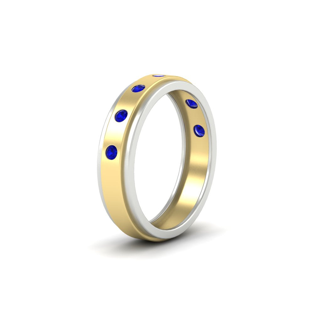 Mens Two Tone Bezel Stone Wedding Ring
