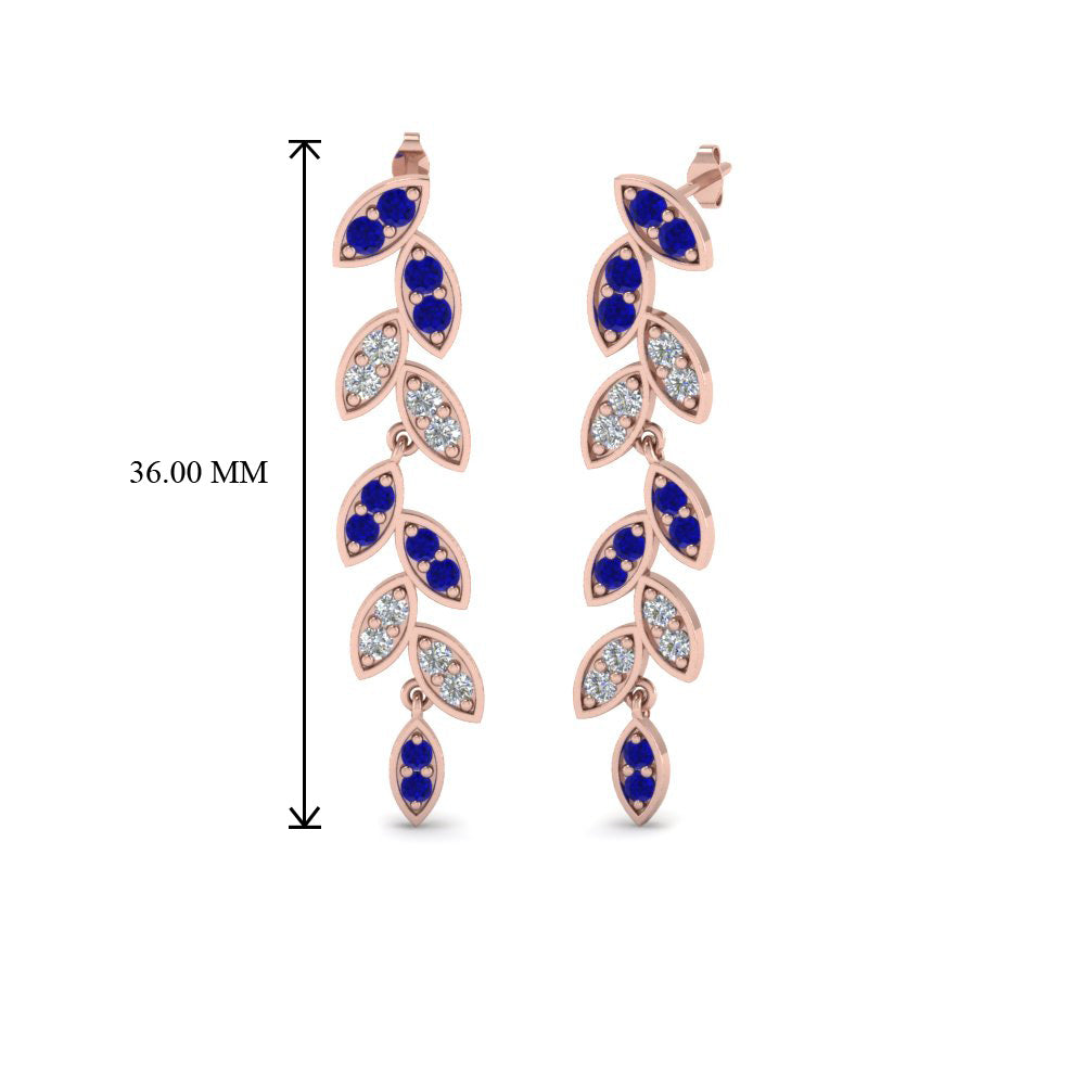 Pave Diamond Leaf Drop Earring