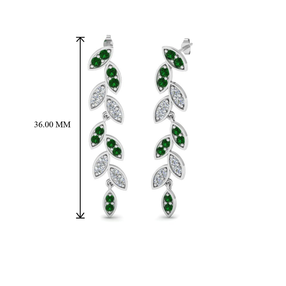 Pave Diamond Leaf Drop Earring