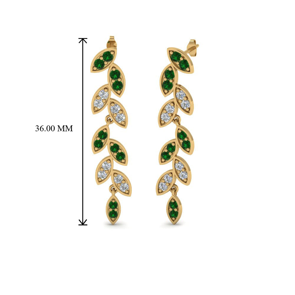 Pave Diamond Leaf Drop Earring