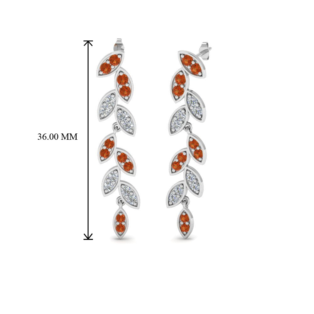 Pave Diamond Leaf Drop Earring