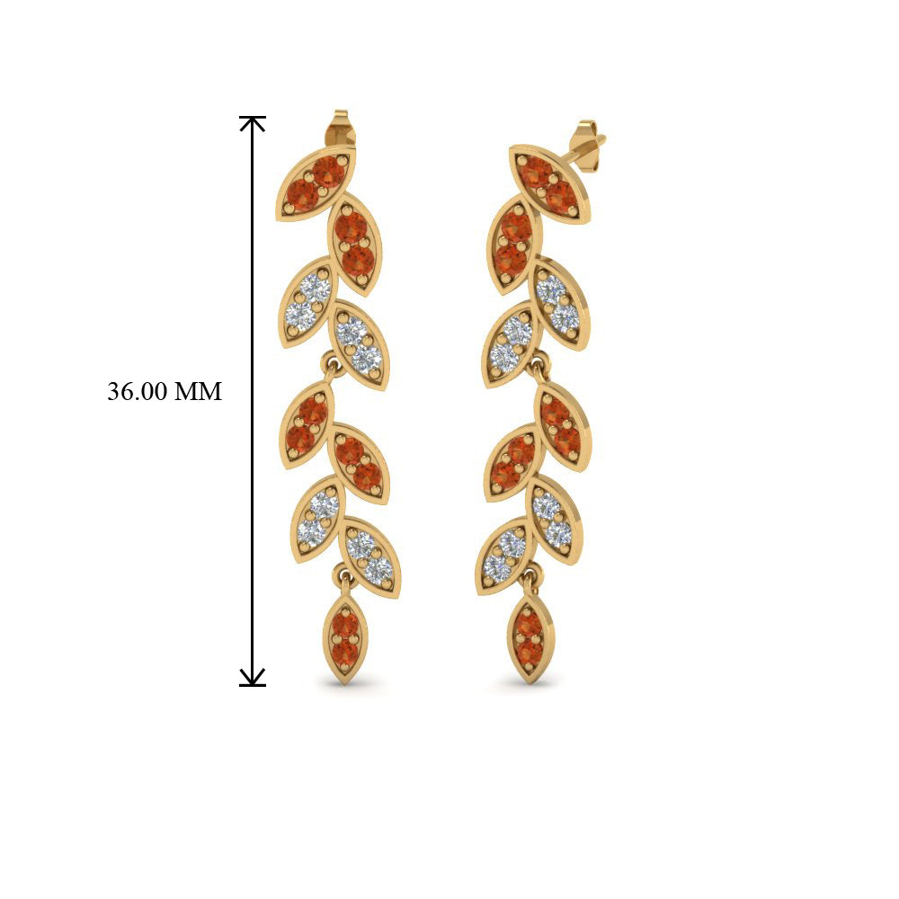 Pave Diamond Leaf Drop Earring
