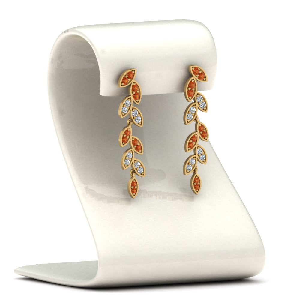 Pave Diamond Leaf Drop Earring