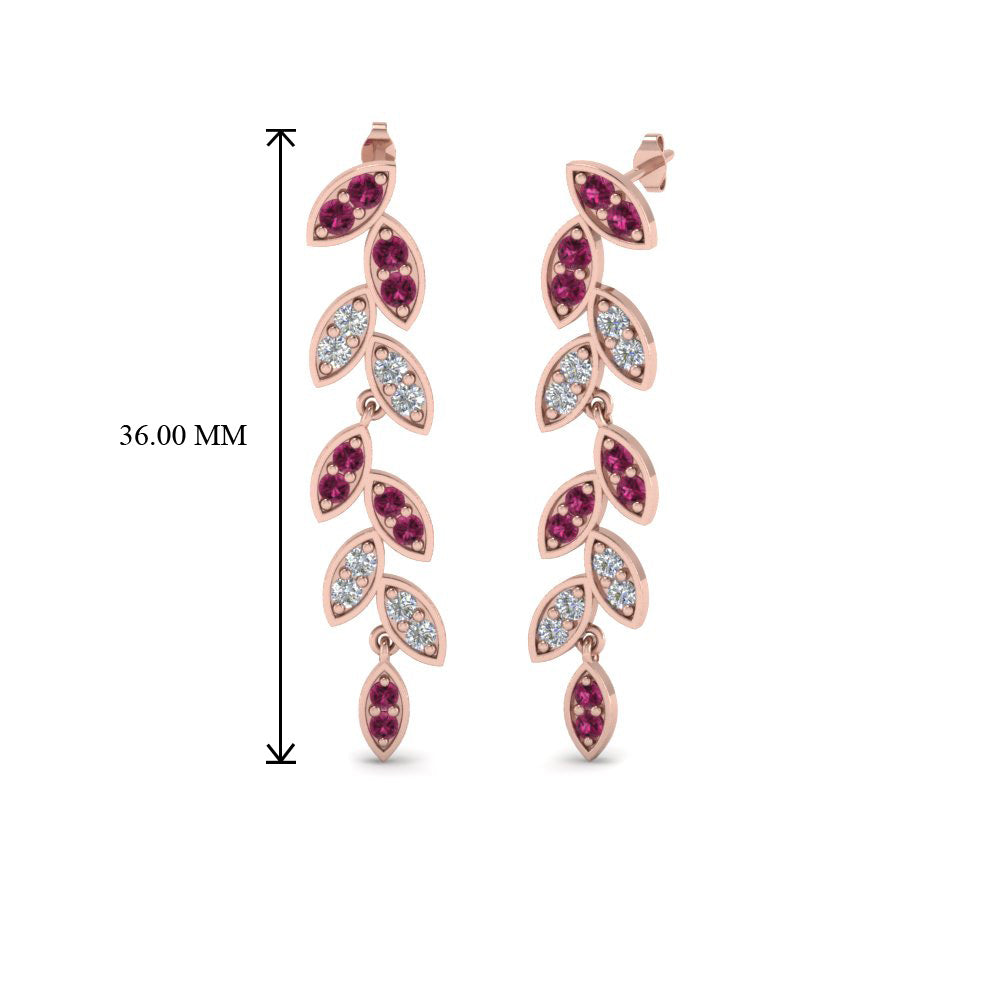 Pave Diamond Leaf Drop Earring