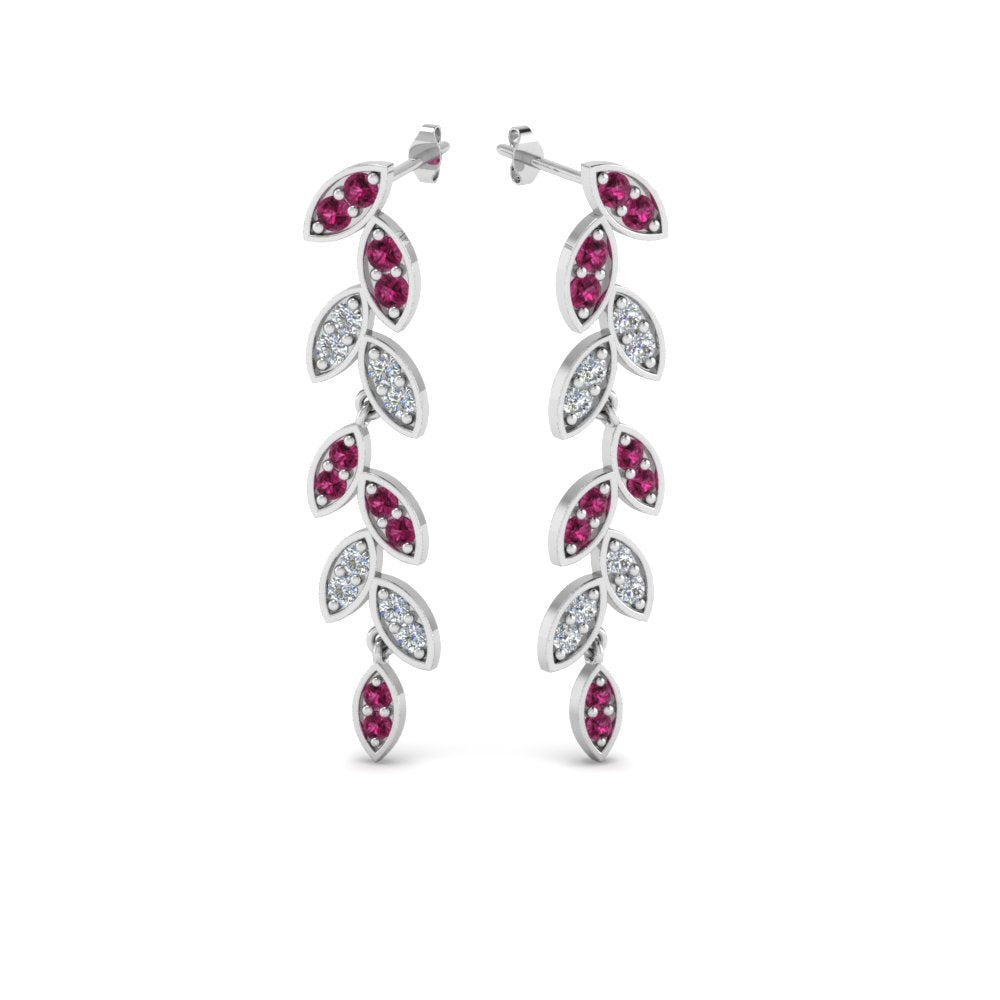 Pave Diamond Leaf Drop Earring