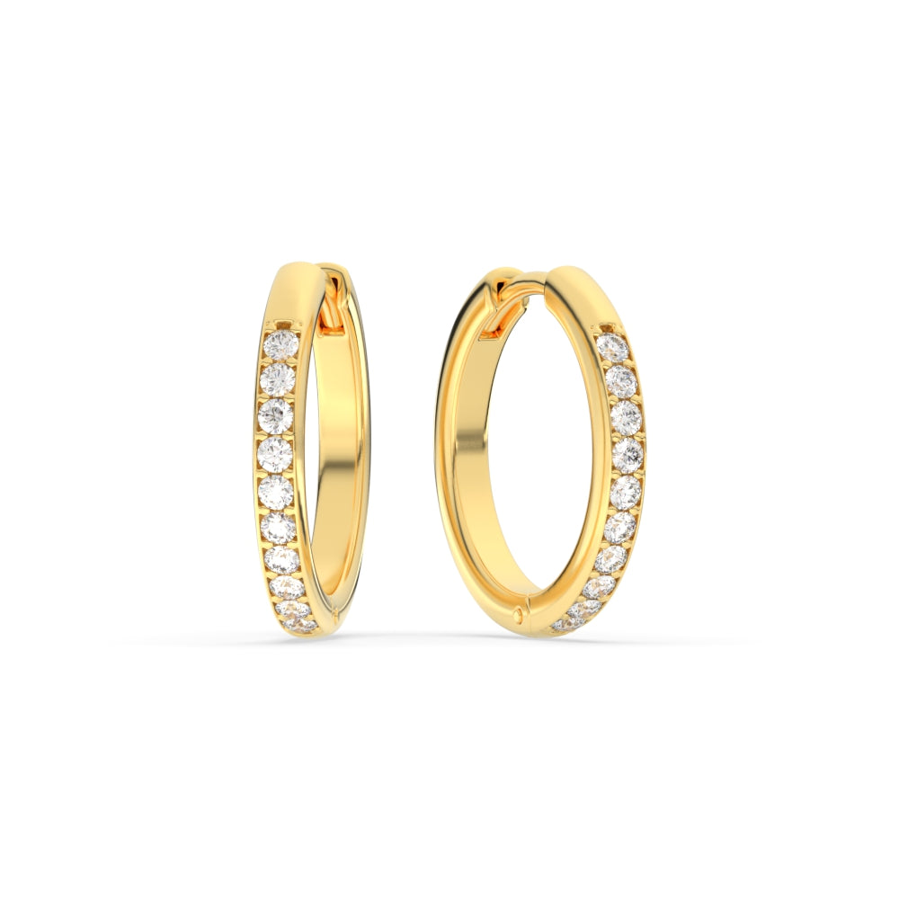 Pave Set Round Diamond Hinged Hoop Earrings