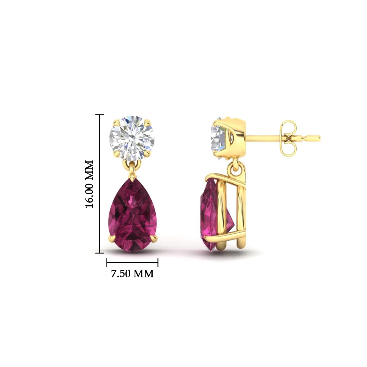 Round And Pear Drop Stud Earrings