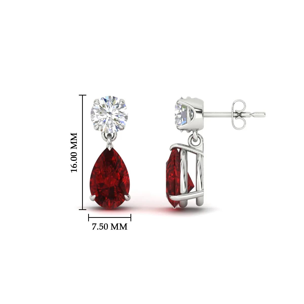 Round And Pear Drop Stud Earrings