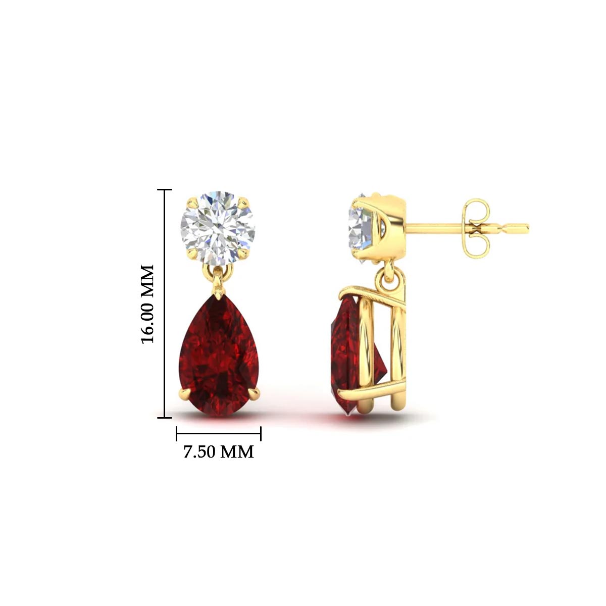 Round And Pear Drop Stud Earrings