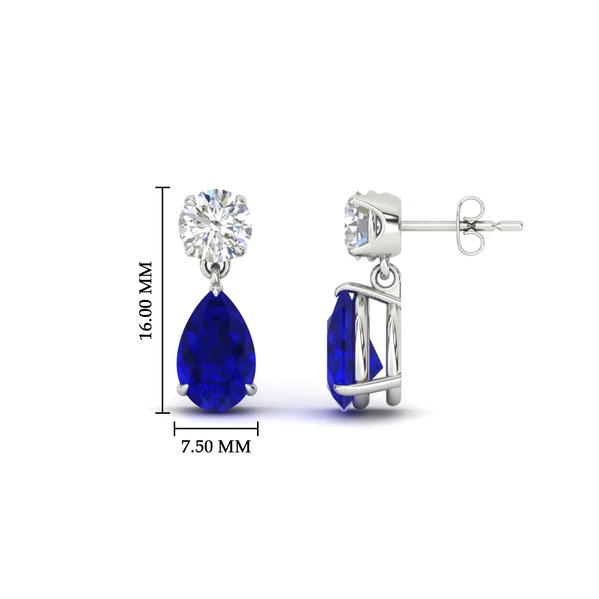 Round And Pear Drop Stud Earrings