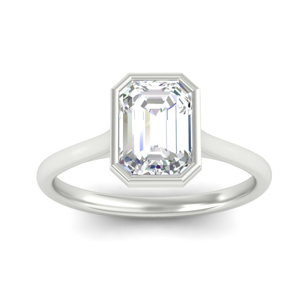 Emerald Cut Petite Bezel Solitaire Engagement Ring