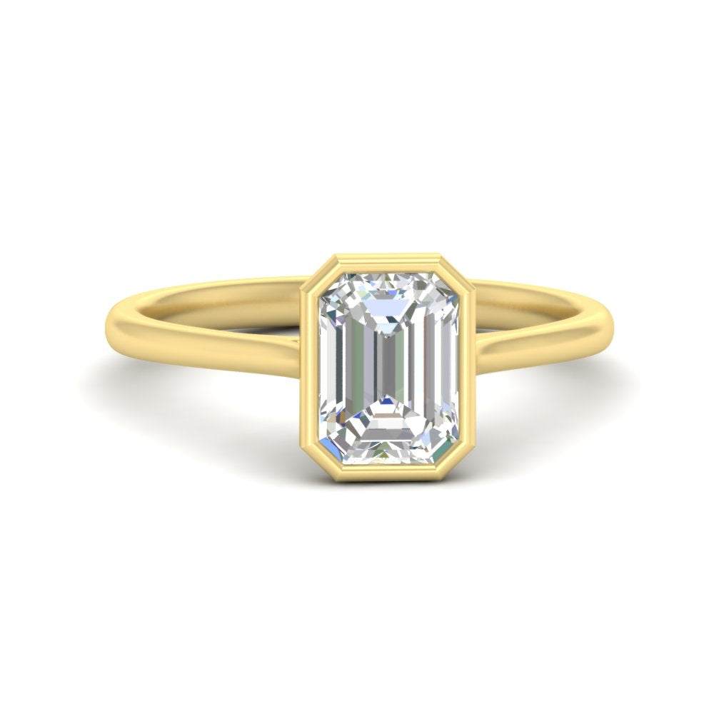 Emerald Cut Petite Bezel Solitaire Engagement Ring