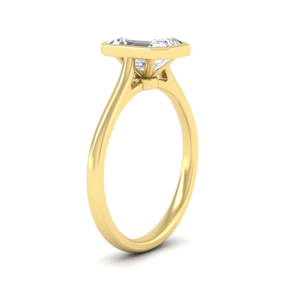 Emerald Cut Petite Bezel Solitaire Engagement Ring