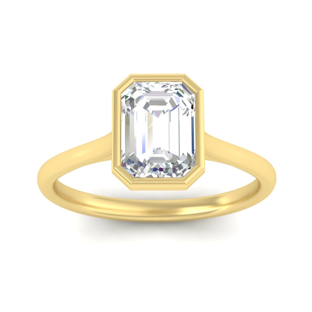 Emerald Cut Petite Bezel Solitaire Engagement Ring