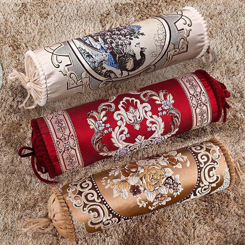 New Classical Luxury Cylindrical Cotton And Linen Pillow Roll Cushion Sofa Throw Polyester Cotton Linen Pillowcase Sofa Cushion Cover Backrest Home Chair Modern Colorful Design 15X50CM