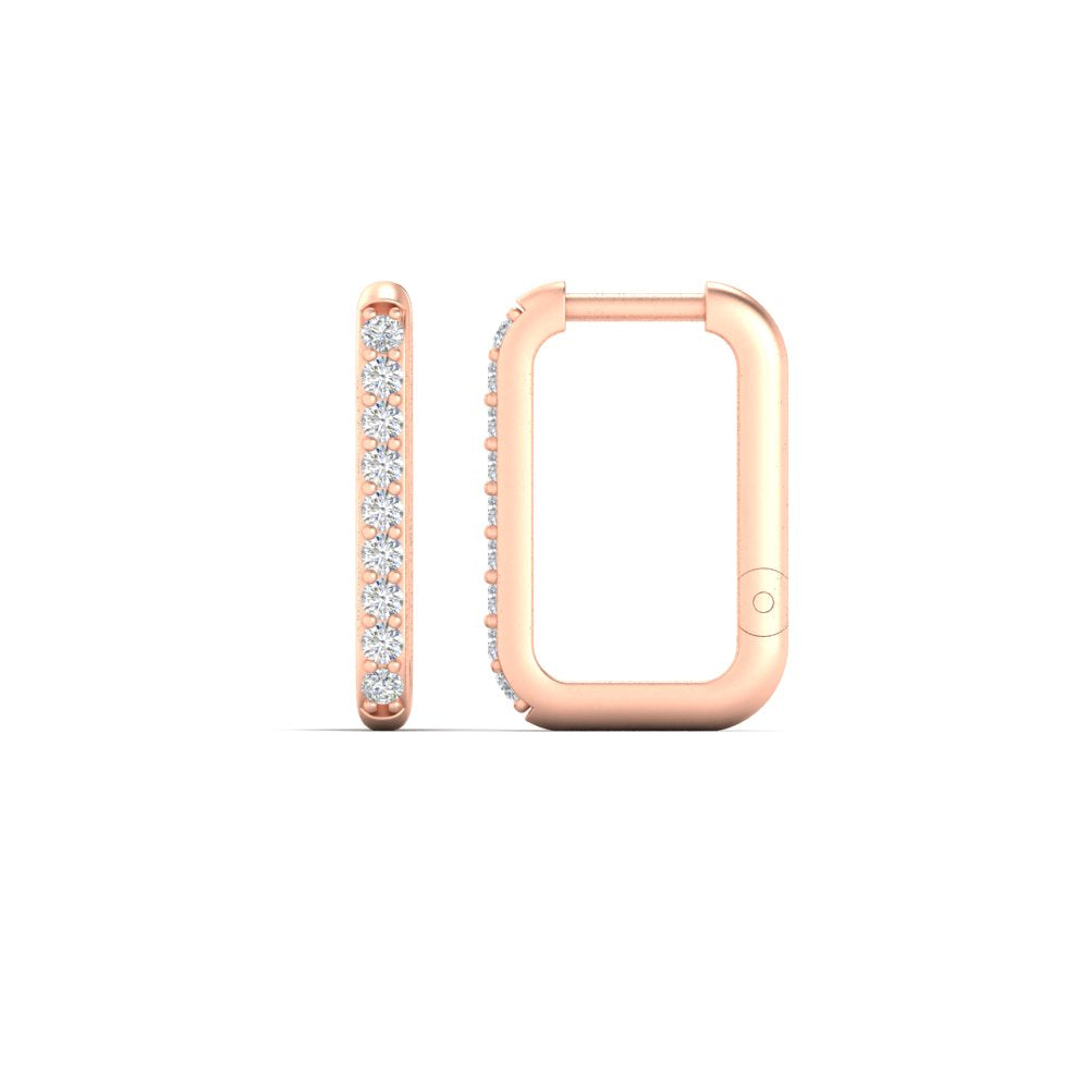 Rectangle Diamond Hoop Earring