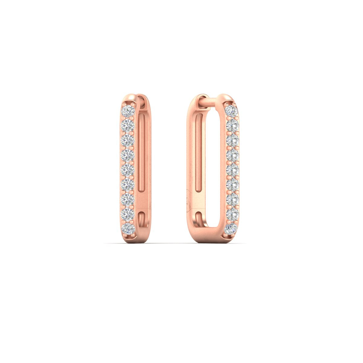 Rectangle Diamond Hoop Earring