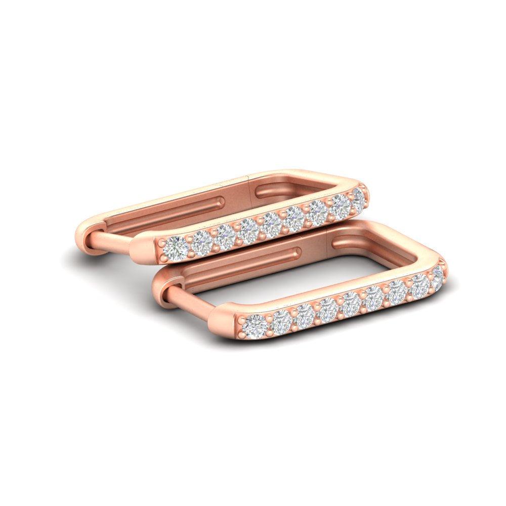 Rectangle Diamond Hoop Earring