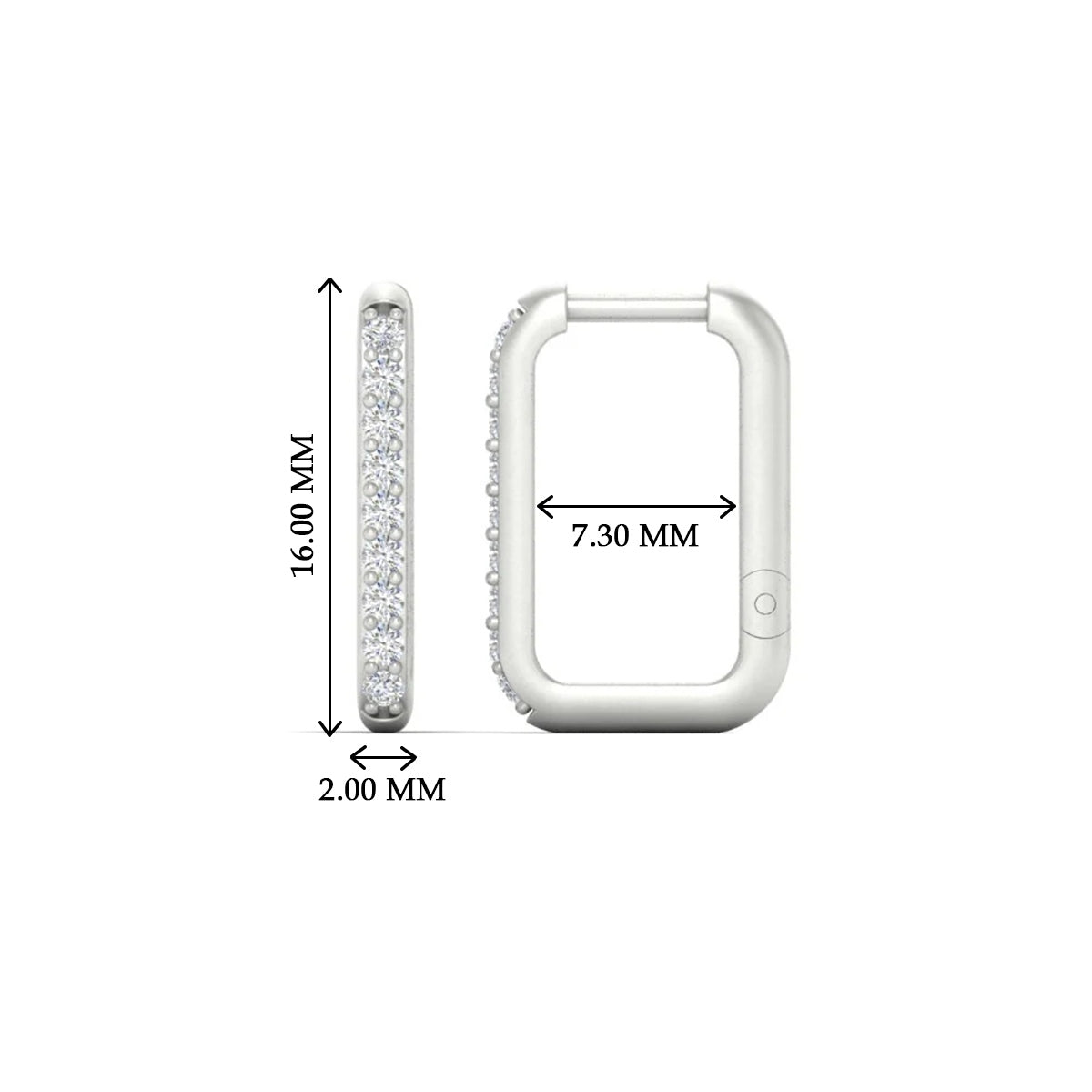 Rectangle Diamond Hoop Earring