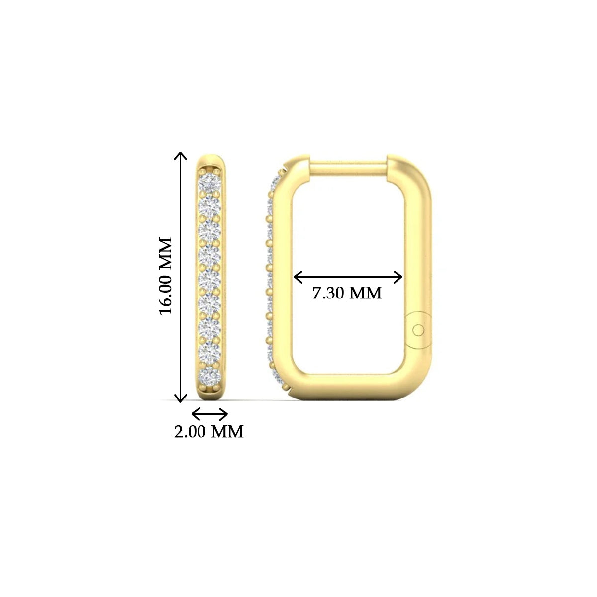 Rectangle Diamond Hoop Earring
