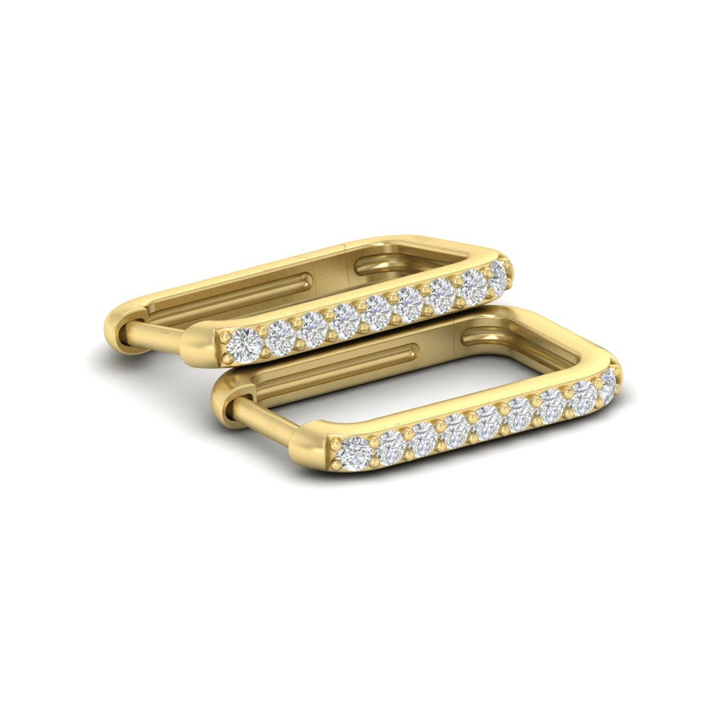 Rectangle Diamond Hoop Earring