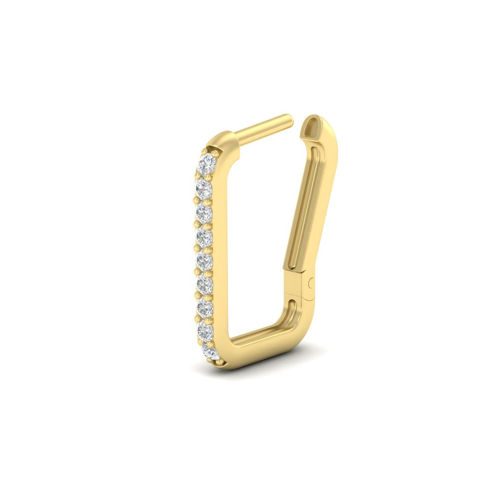 Rectangle Diamond Hoop Earring