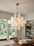 Round White Transparent Glass Disc Chandelier
