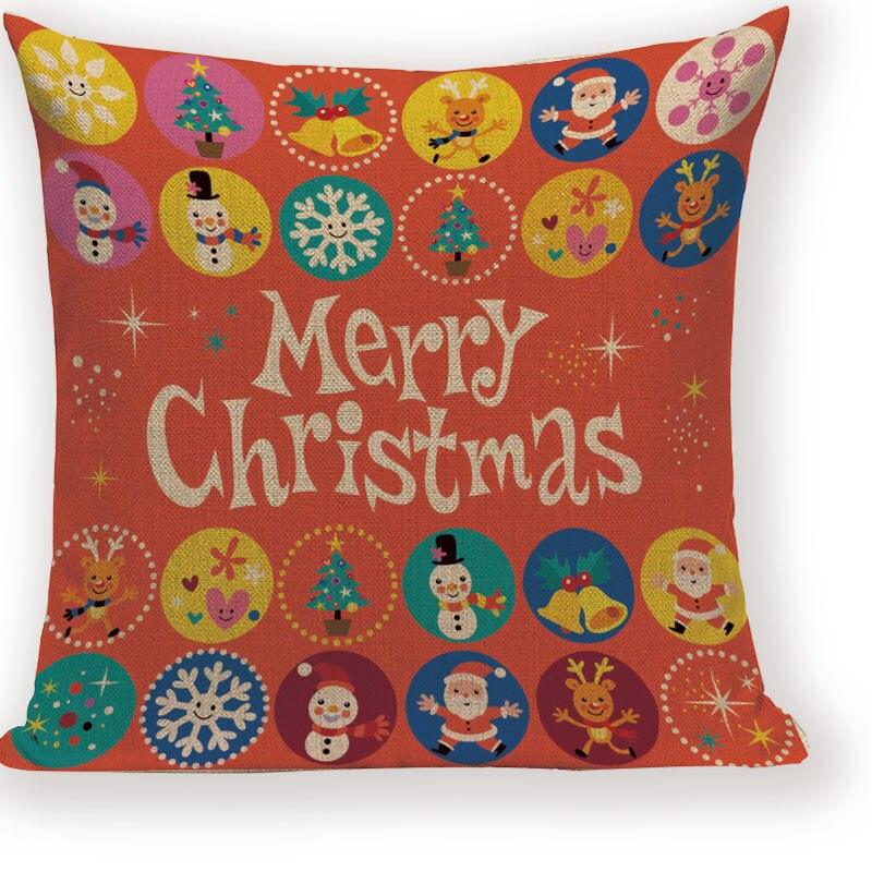 Santa Claus Happy Christmas Cute Deer Decorative Merry Christmas Throw Cushion Covers Tree Reindeer Star Pillow Case For Party Home Decoration Navidad Gift Bed Throw Pillows Case 45x45CM
